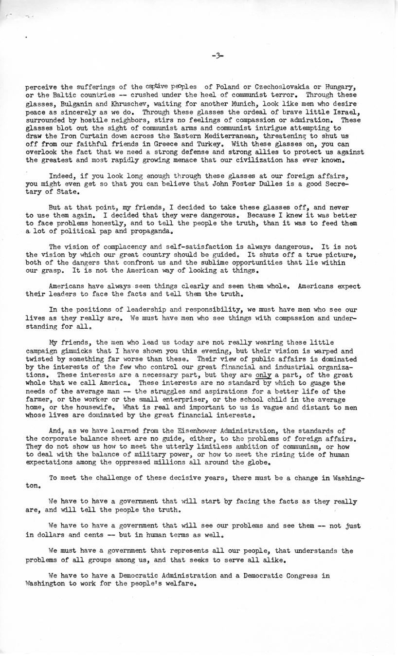 Press Release of Speech Delivered by Harry S. Truman, Washington, D.C.