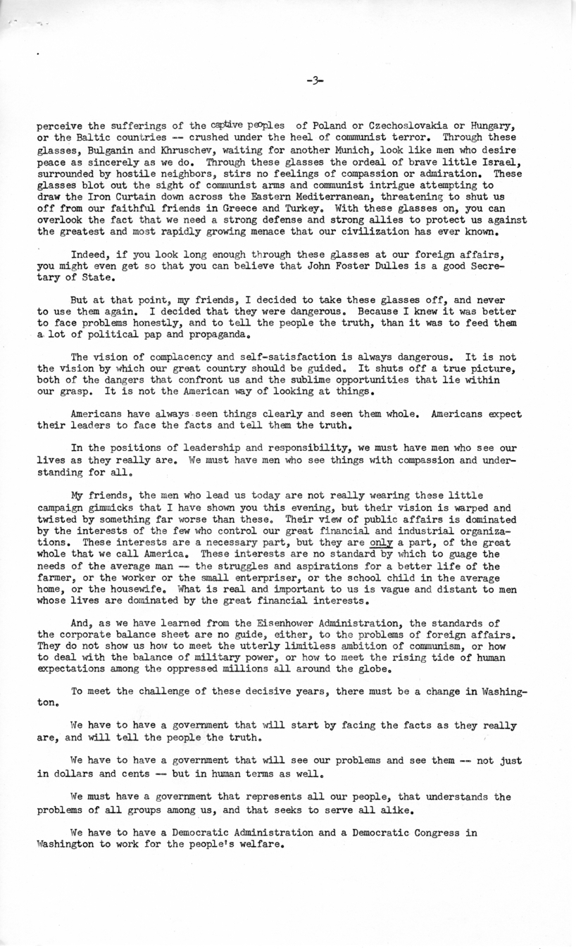 Press Release of Speech Delivered by Harry S. Truman, Washington, D.C.