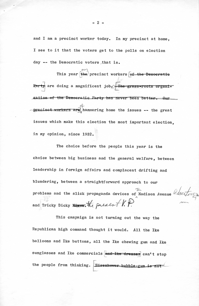 Draft of Speech Delivered by Harry S. Truman, Television Broadcast from Washington, D.C.