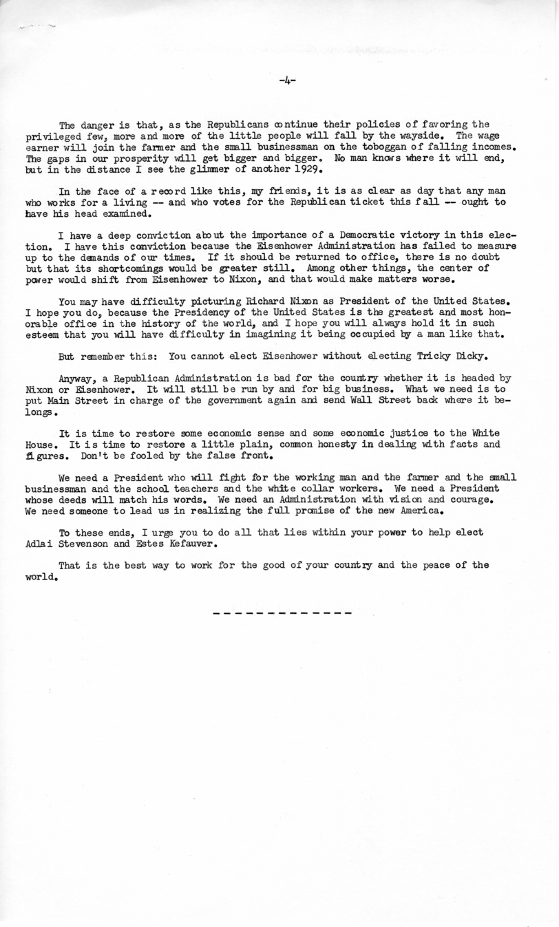 Press Release of Speech Delivered by Harry S. Truman in San Francisco, California