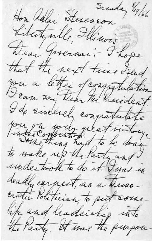 Correspondence Between Harry S. Truman and Adlai Stevenson with Related Material