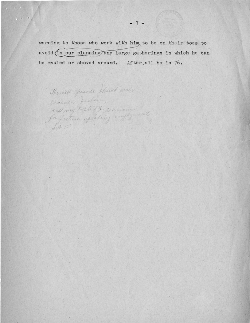 "Notes on Truman Trips During the 1960 Presidential Campaign"