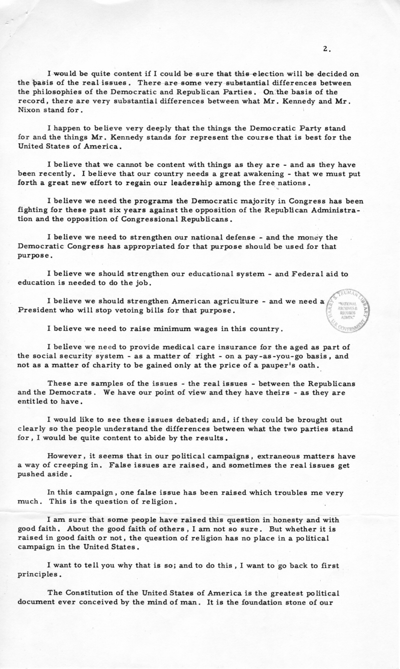 Press Release of Speech Delivered by Harry S. Truman in Seattle, Washington