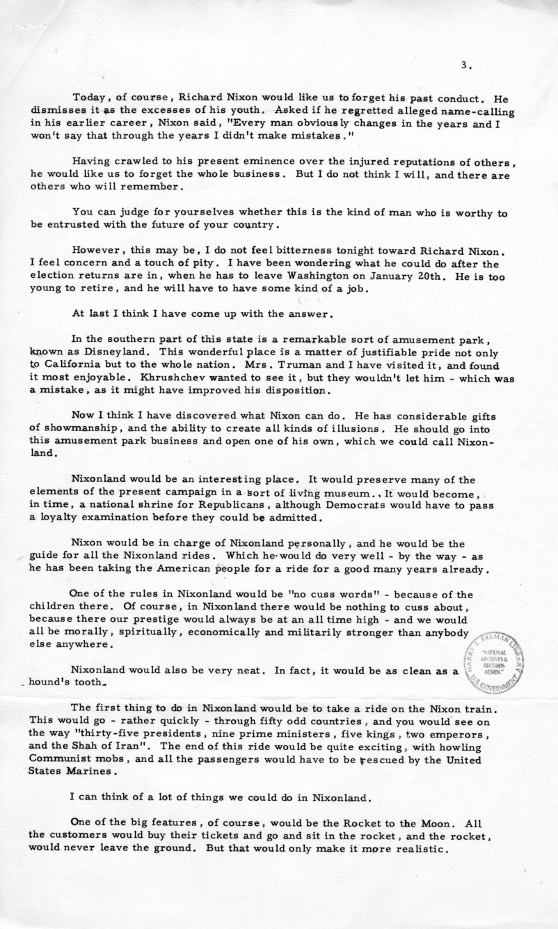 Press Release of Speech Delivered by Harry S. Truman in Oakland, California