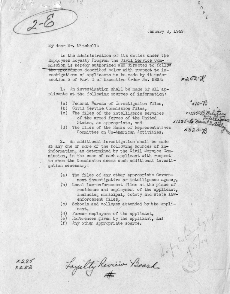 Harry S. Truman to James E. Webb, With Attachment
