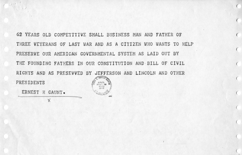Telegram, Ernest H. Gaunt to Harry S. Truman