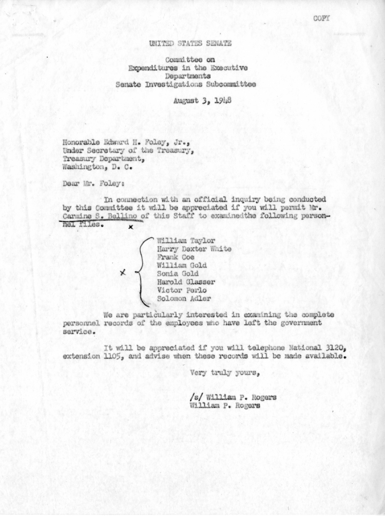 Edward H. Foley, Jr. to Clark Clifford, With Related Material