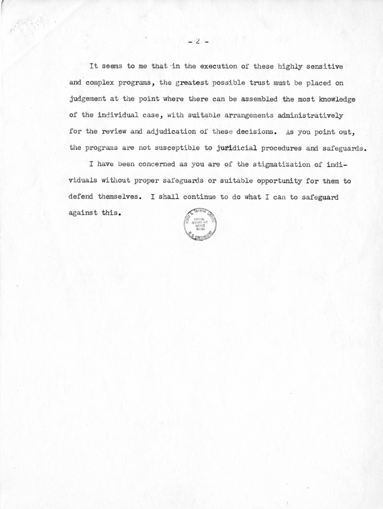 Alfred N. Richards to Harry S. Truman With Attachment, With Reply from John R. Steelman and Related Material