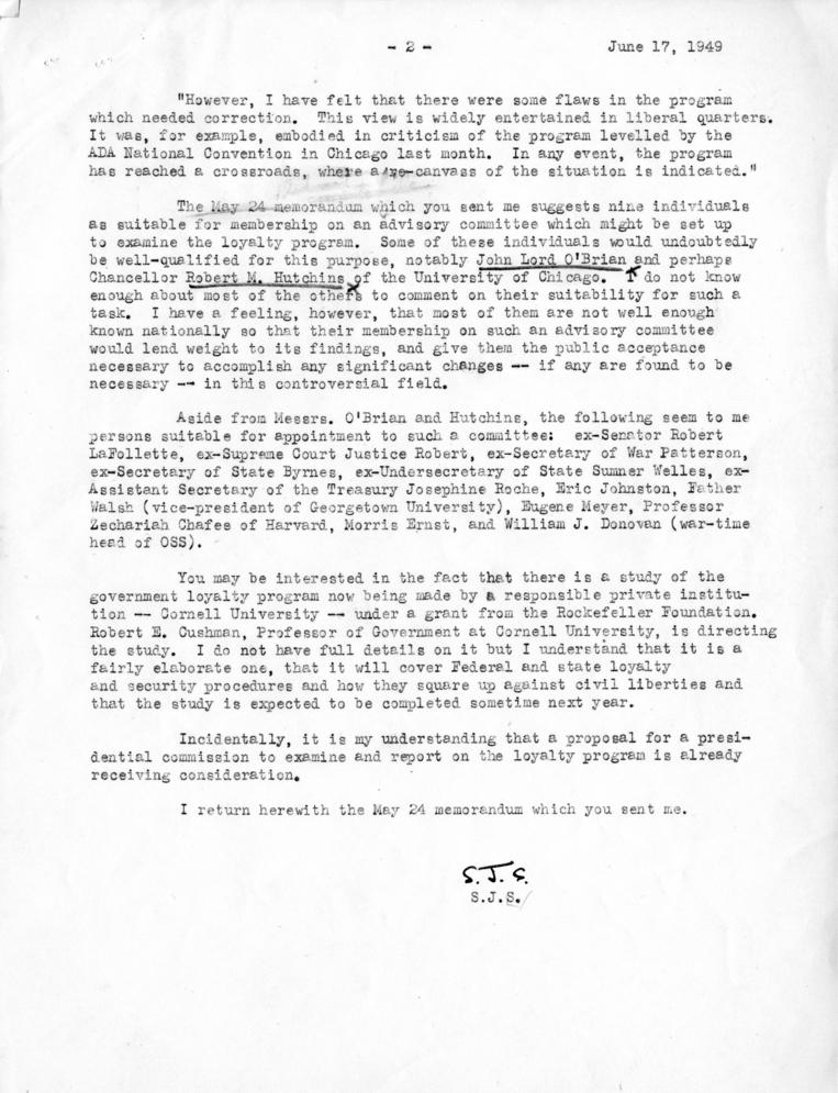 Memo, Stephen J. Spingarn to Donald S. Dawson, With Attachment