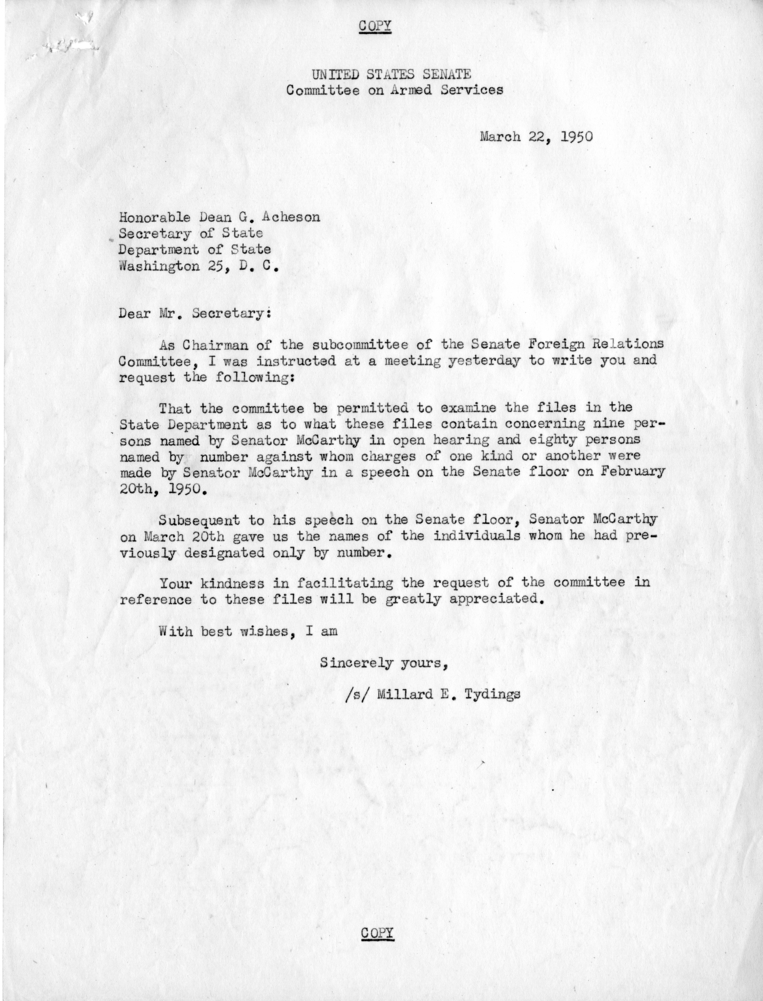Dean Acheson to Harry S. Truman With Attachments