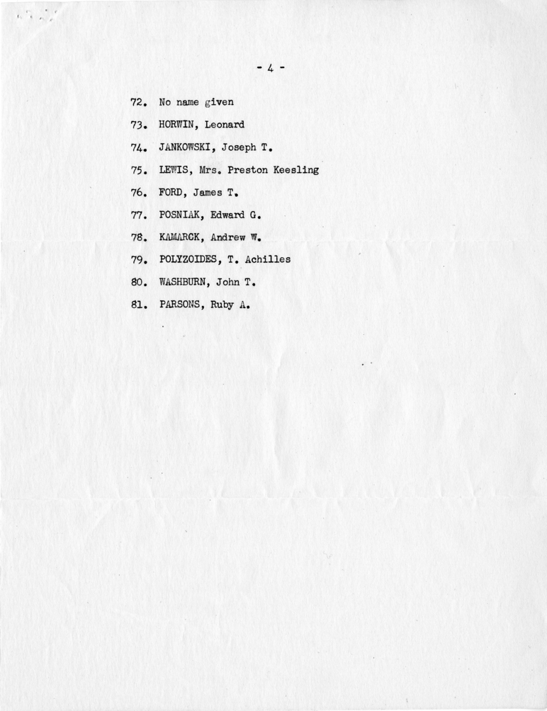 Senator Josephn McCarthy, List of 81