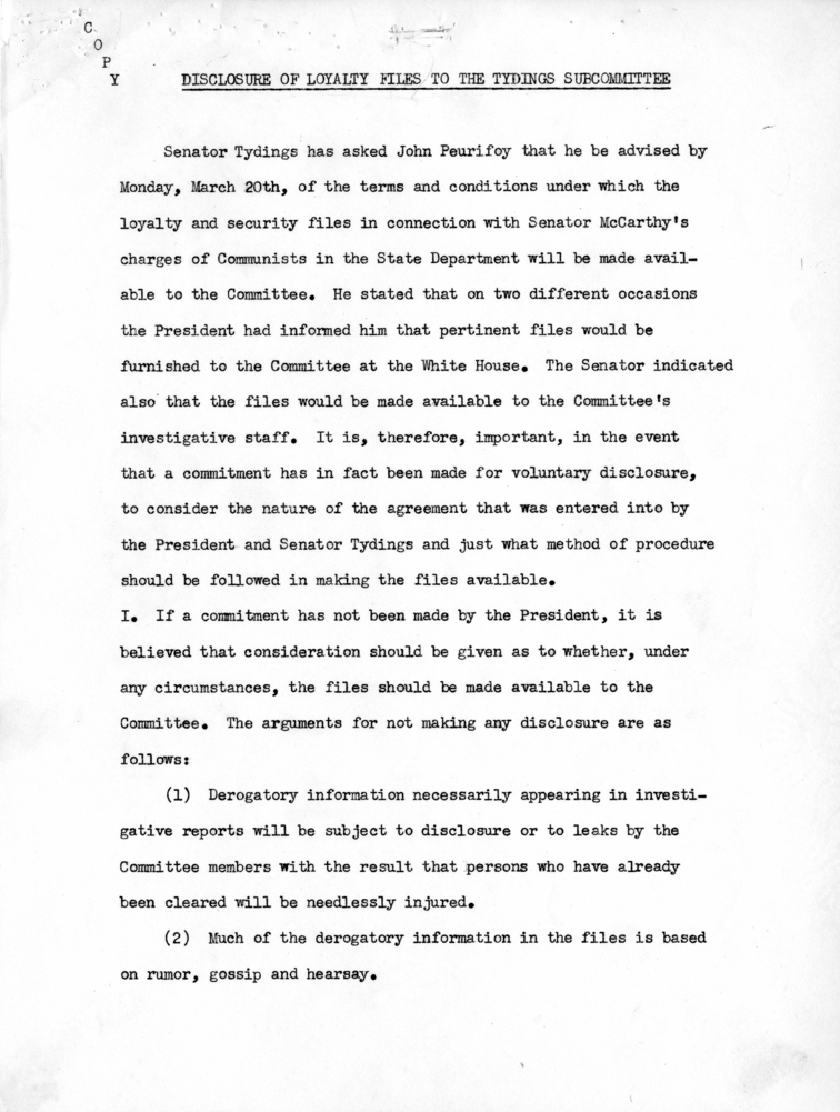 Dean Acheson to Harry S. Truman With Attachment