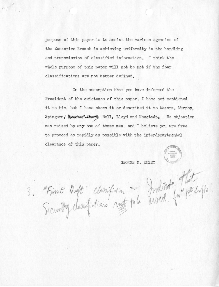 Memo, George M. Elsey to James Lay With Attachment