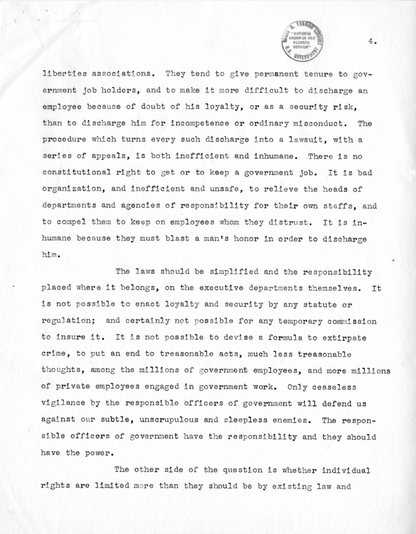 Russell C. Leffingwell to Harry S. Truman