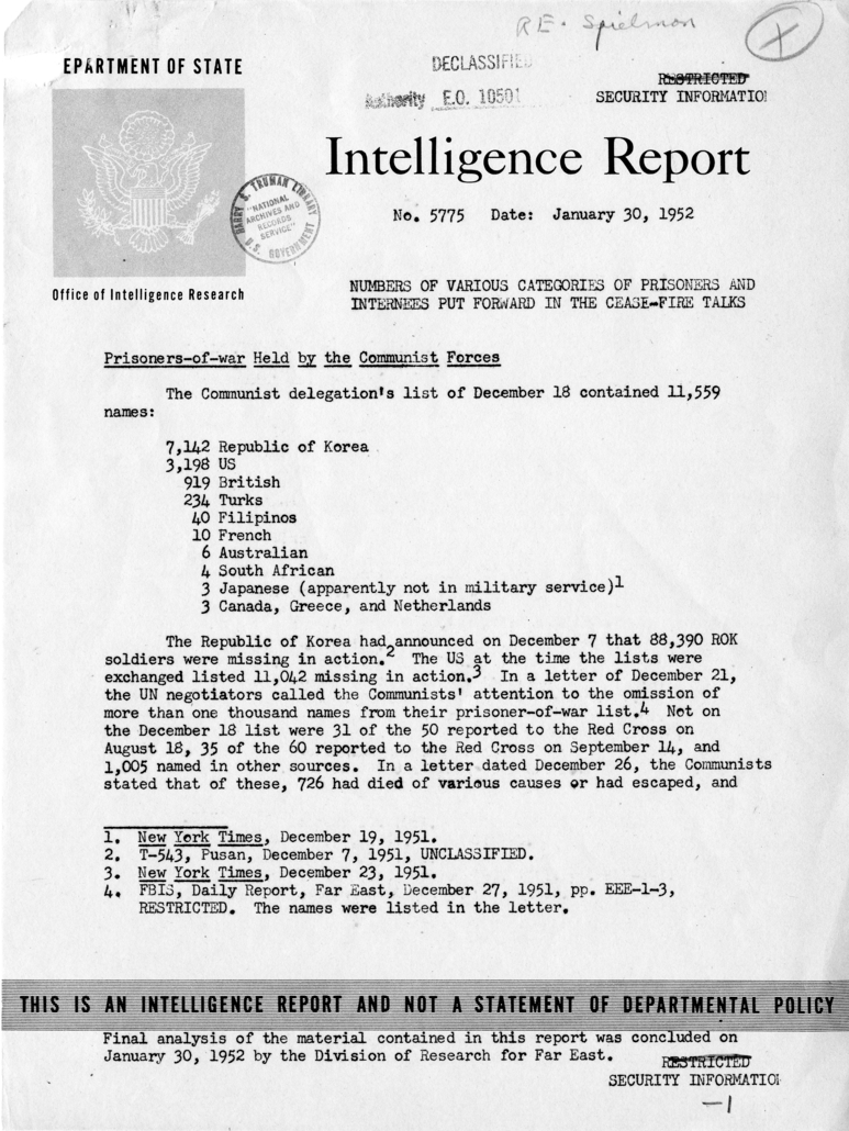 Department of State, Office of Intelligence Research, Intelligence Report 5775