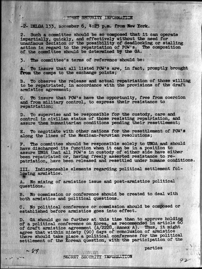 Telegram Warren Austin to Dean G. Acheson