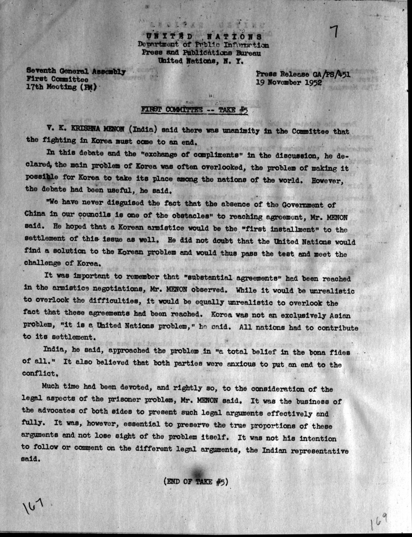 United Nations Press Release with Attachment