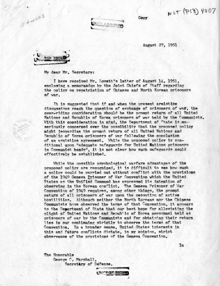 Dean G. Acheson to George C. Marshall