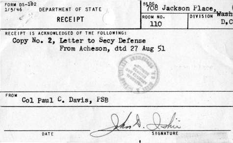 Dean G. Acheson to George C. Marshall