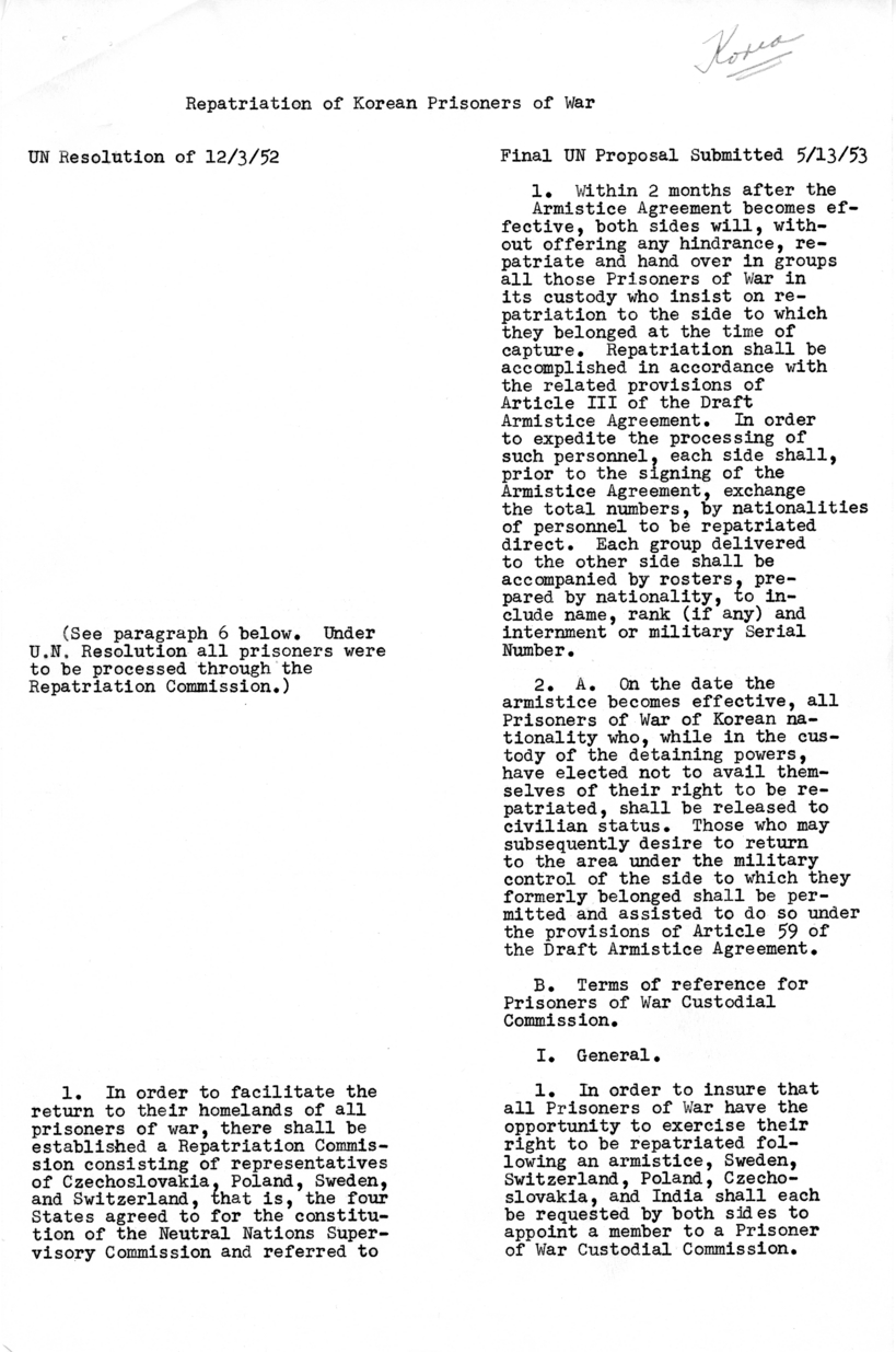 Repatriation of Korean Prisoners of War