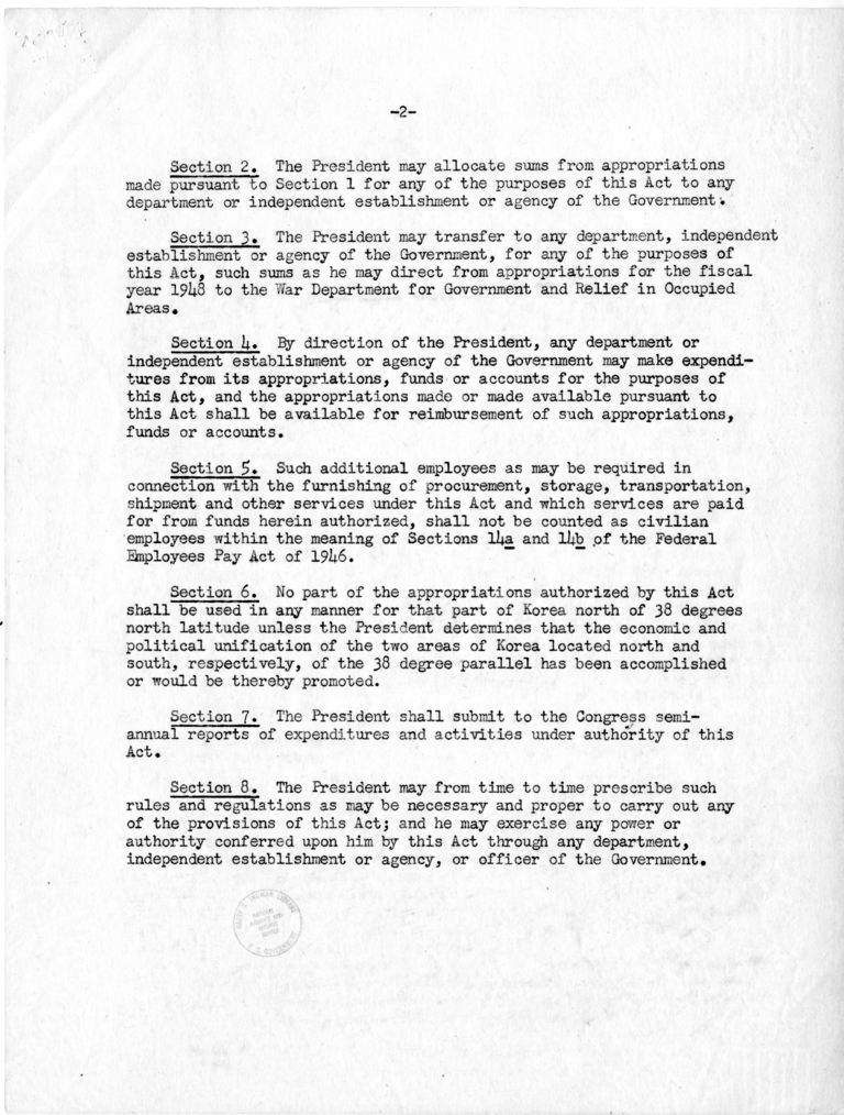 Memo, Frederick J. Lawton to Harry S. Truman with Attachment