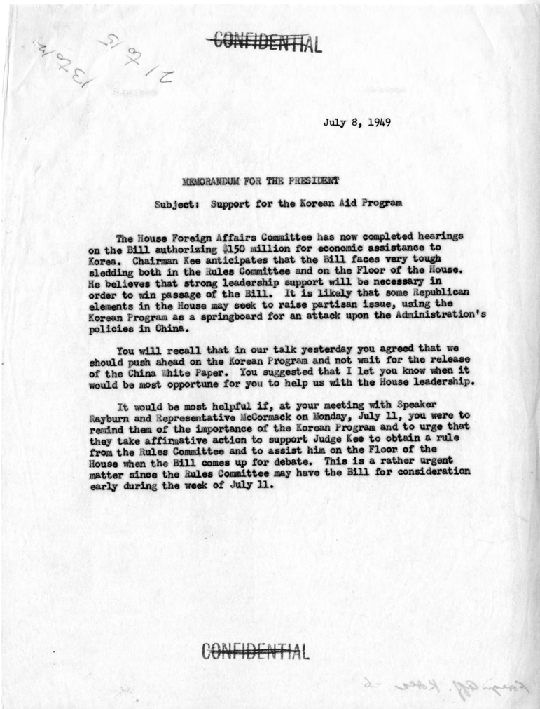 Memo, Clark Clifford to Harry S. Truman