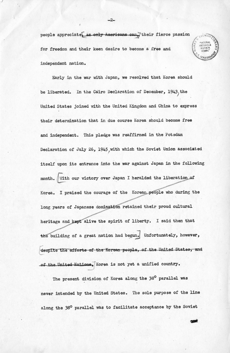 Memo, James Webb to Harry S. Truman with Attachment