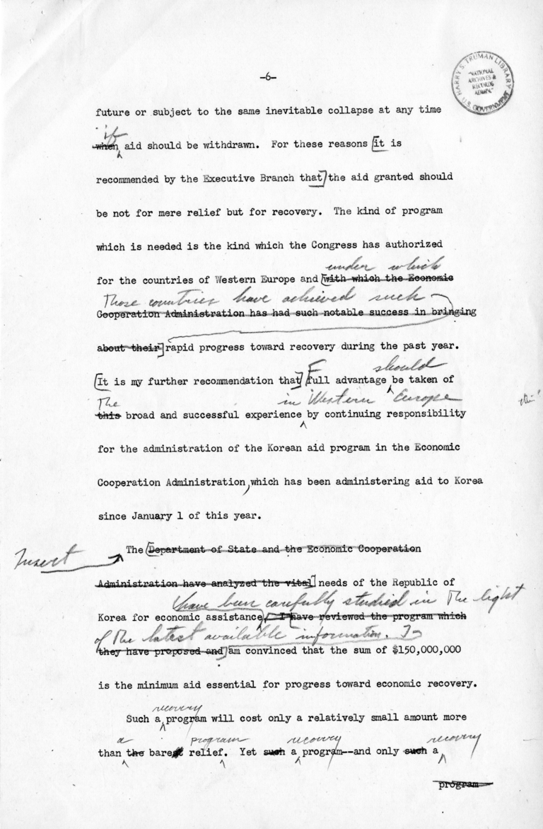 Memo, James Webb to Harry S. Truman with Attachment