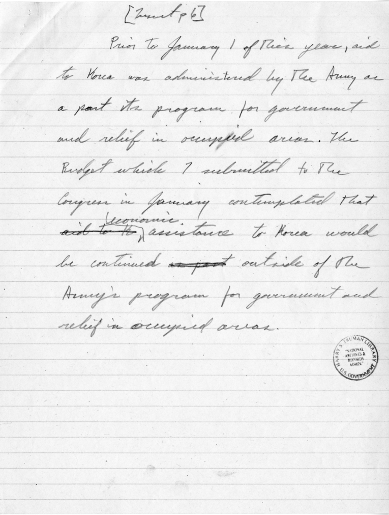 Memo, James Webb to Harry S. Truman with Attachment