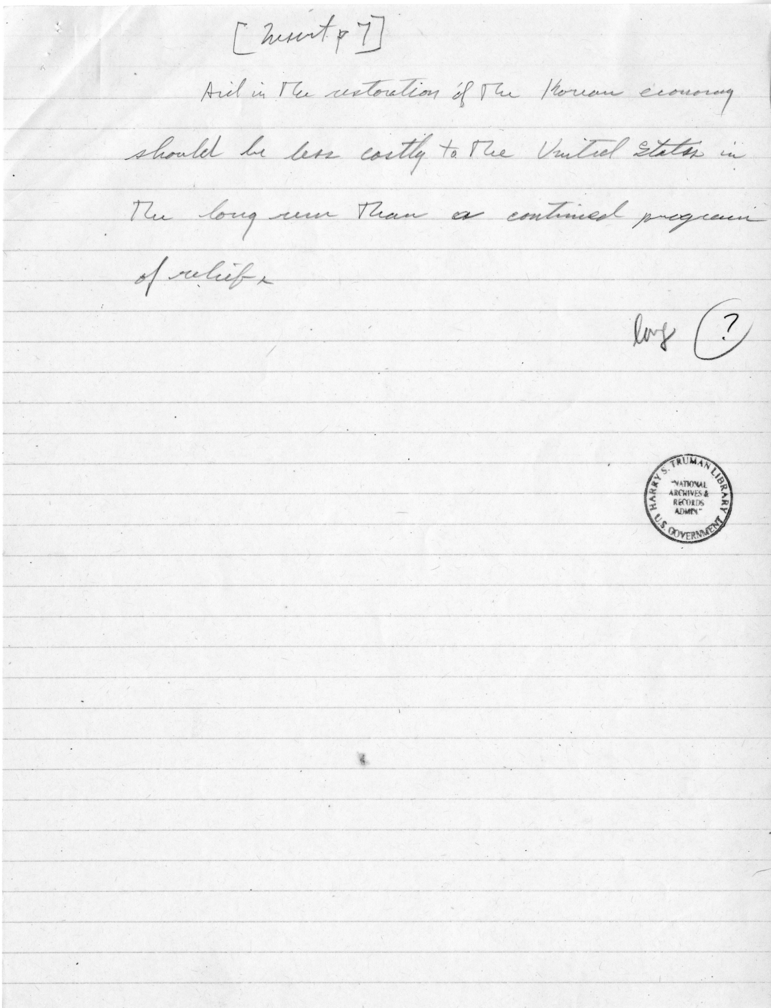 Memo, James Webb to Harry S. Truman with Attachment