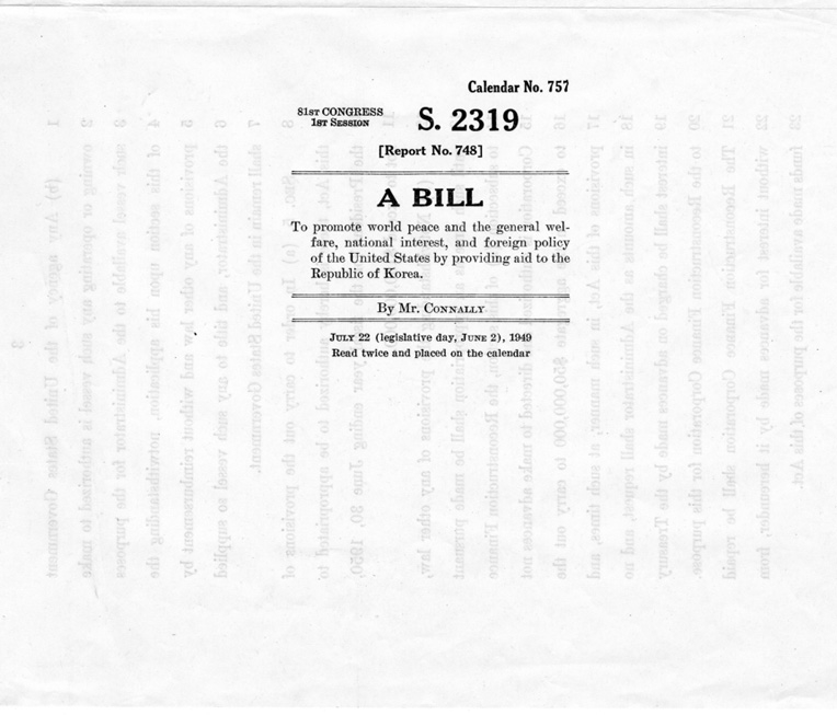 S. 2319, &quot;A Bill to Promote World Peace...by Providing Aid to the Republic of Korea&quot;