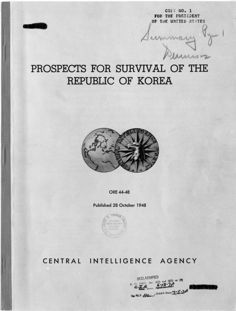 &quot;Prospects for Survival of the Republic of Korea,&quot; Office of Reports and Estimates 44-48