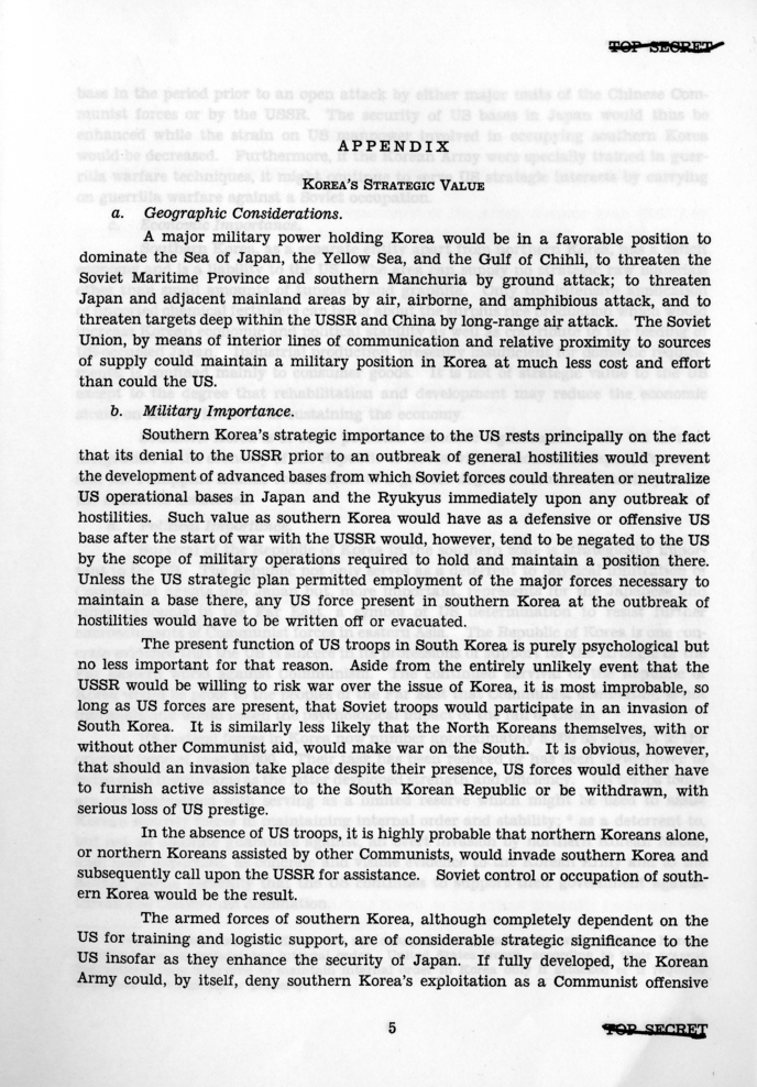 &quot;Consequences of U.S. Troop Withdrawal From Korea in Spring, 1949,&quot; Office of Reports and Estimates 3-49