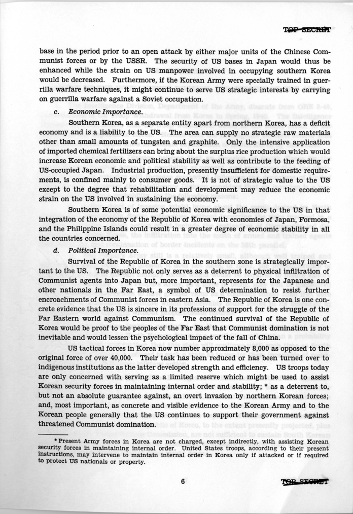 &quot;Consequences of U.S. Troop Withdrawal From Korea in Spring, 1949,&quot; Office of Reports and Estimates 3-49