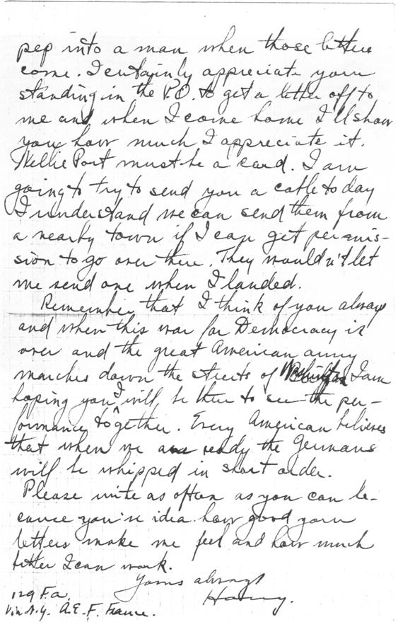 Letter, Harry S. Truman to Bess Wallace