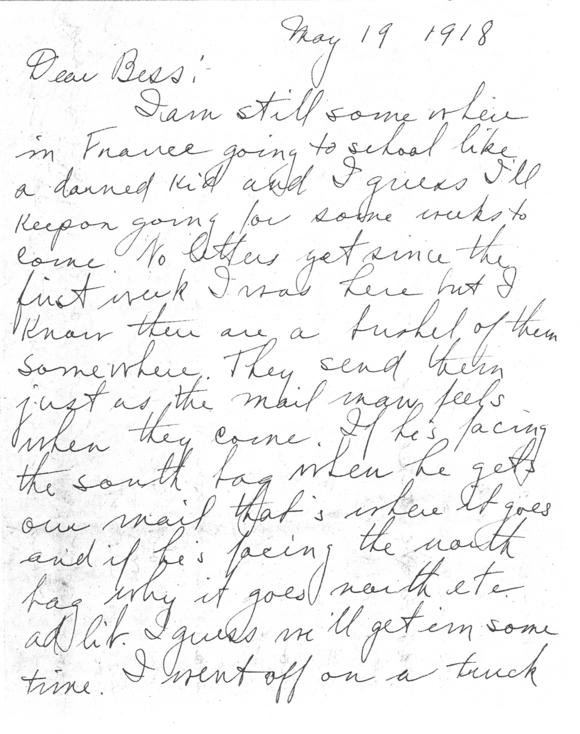 Letter, Harry S. Truman to Bess Wallace