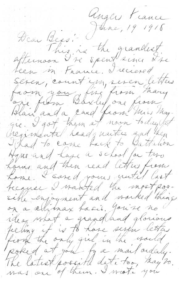 Letter, Harry S. Truman to Bess Wallace