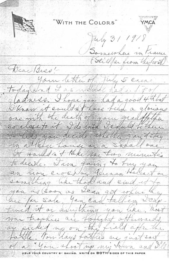 Letter, Harry S. Truman to Bess Wallace