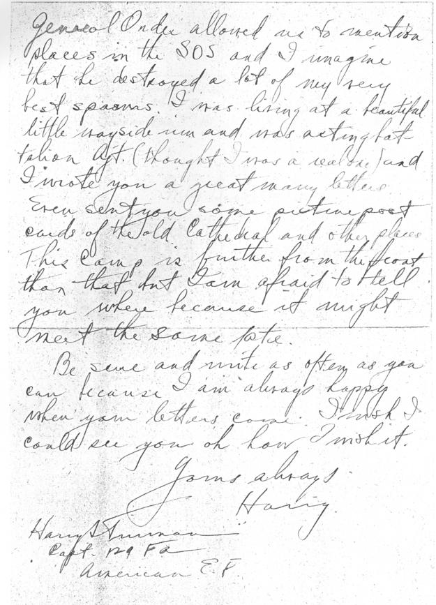 Letter, Harry S. Truman to Bess Wallace