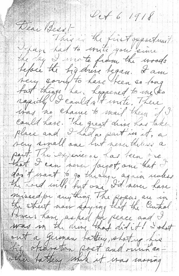 Letter, Harry S. Truman to Bess Wallace