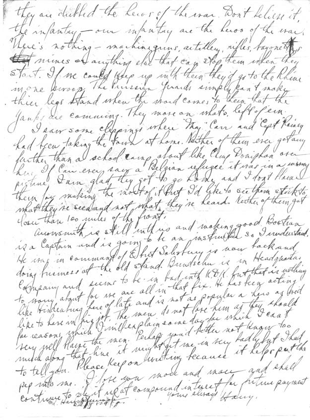 Letter, Harry S. Truman to Bess Wallace