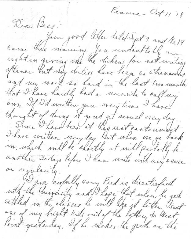 Letter, Harry S. Truman to Bess Wallace