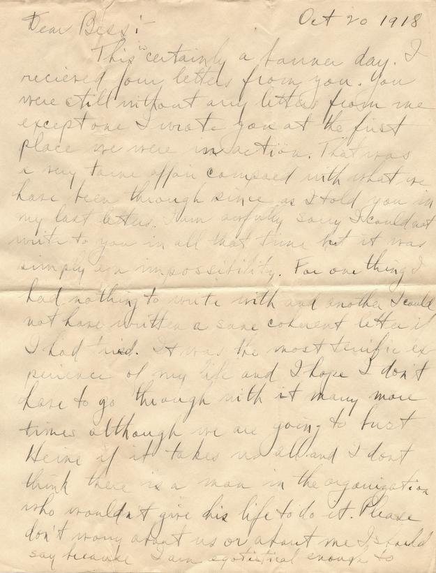 Letter, Harry S. Truman to Bess Wallace