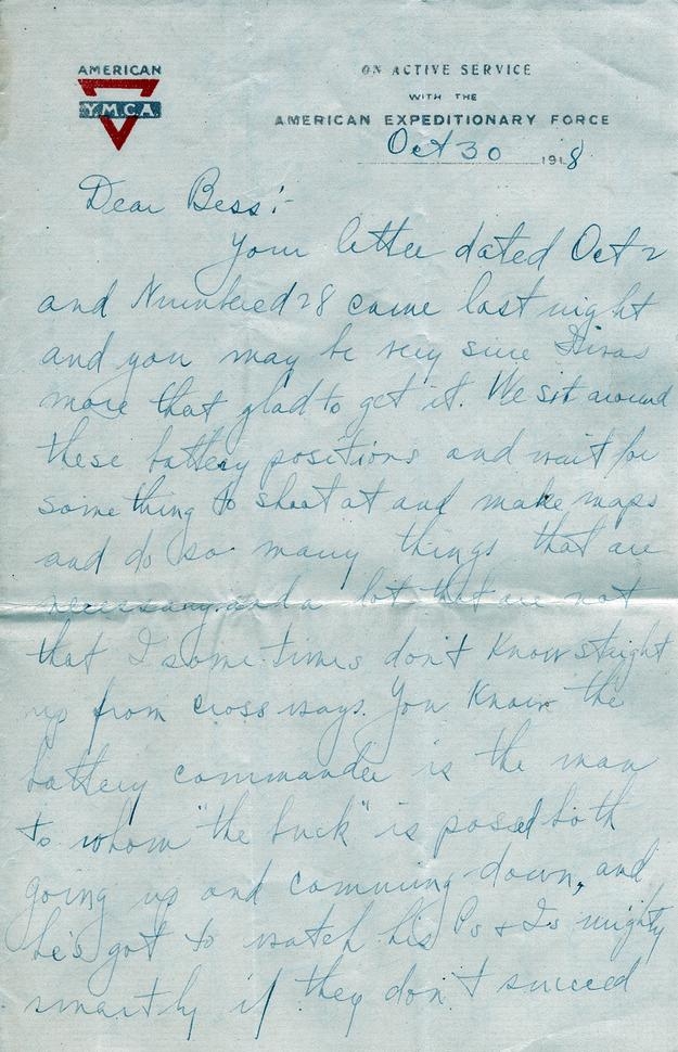 Letter, Harry S. Truman to Bess Wallace