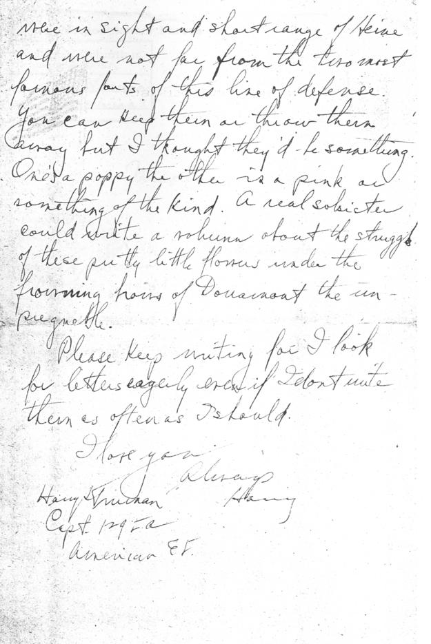 Letter, Harry S. Truman to Bess Wallace