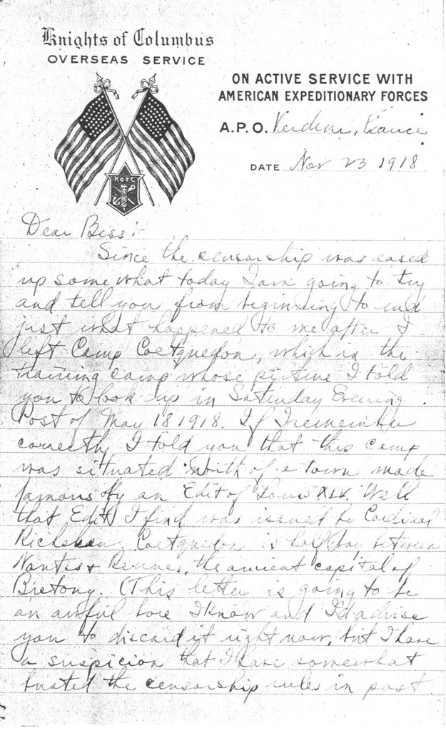 Letter, Harry S. Truman to Bess Wallace