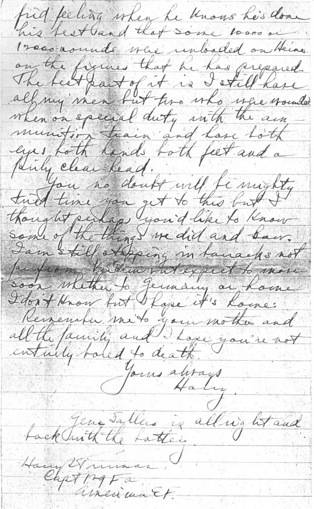 Letter, Harry S. Truman to Bess Wallace