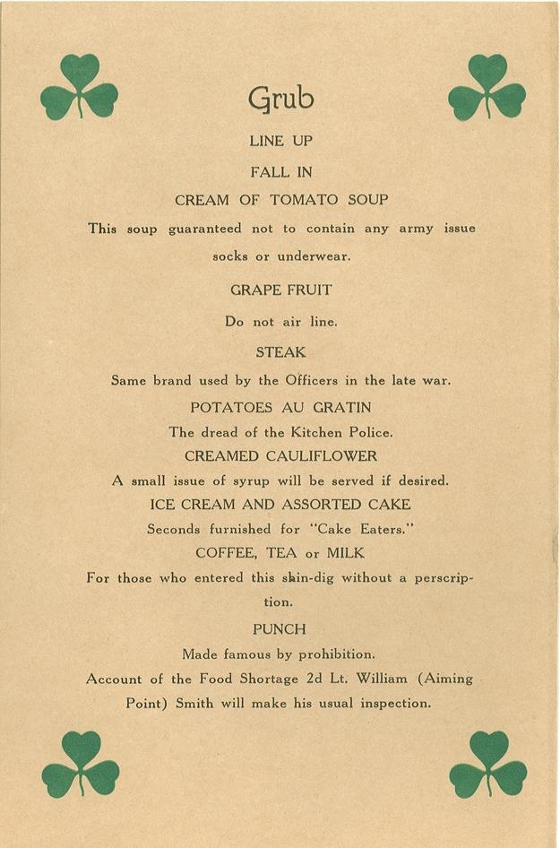 Program from 1921 Battery D Reunion Banquet