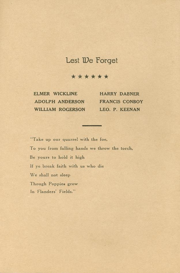 Program from 1921 Battery D Reunion Banquet