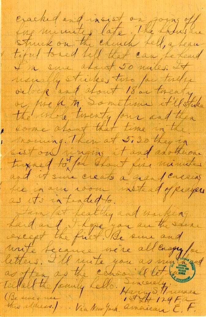 Letter, Harry S. Truman to Mary Ethel Noland